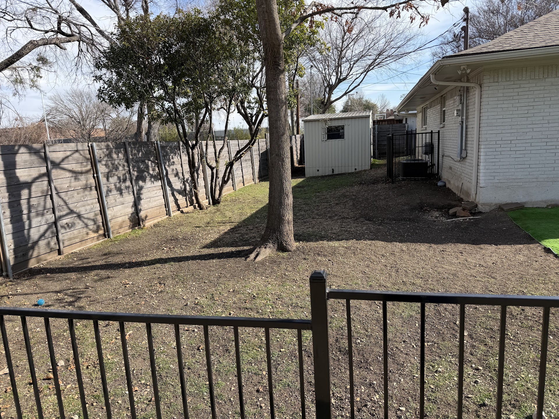 Side yard during landscaping work